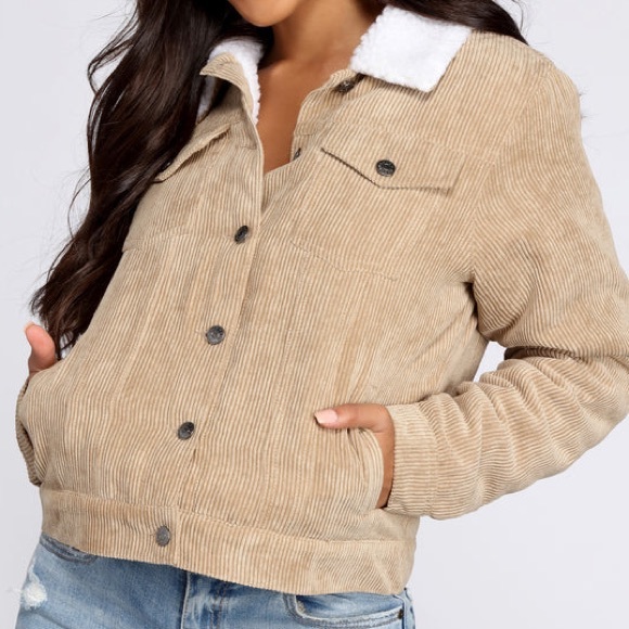Ashley By 26 International Other - Corduroy Tan Ashley by 26 Jacket Sherpa Liner Trucker Jacket Size Small